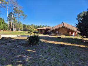ein großer Hof mit einem Haus im Hintergrund in der Unterkunft Calme et paisible maison au milieu de la foret in Arx