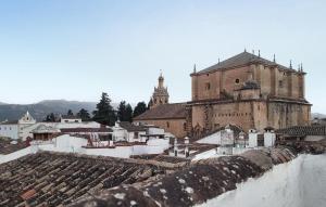 Un edificio antiguo en una ciudad con tejados. en Casa Del Arco, en Ronda