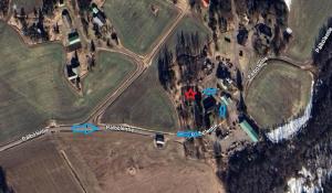 an aerial view of a field with a road and a map at Faamos Loviisa in Loviisa +5 photos