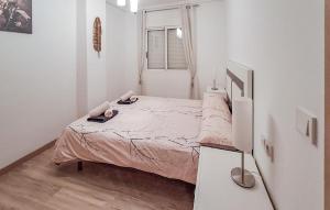 Un dormitorio con una cama con dos zapatos encima. en Cozy Apartment In Torrevieja With Wifi, en Torrevieja