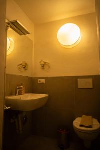 a bathroom with a sink and a toilet at Residence Fink Central Apartments in Bolzano