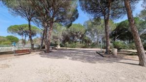 圣拉斐尔Chez K&D by Hervé的公园里种有长凳和树木的公园