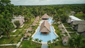 an aerial view of a resort with a swimming pool at Irapay Amazon Lodge in Padre Cocha