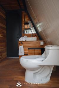 a bathroom with a white toilet and a sink at Shambhala Holistic Resort Only Adults in Manzanillo +40 photos