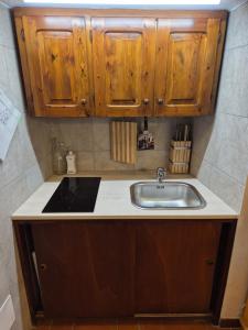 encimera de cocina con fregadero y armarios de madera en Casa Camilla, Casa Vacanze sulle colline di Lerma, en Lerma 21 fotos más