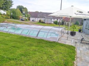 MeisburgにあるEnjoy 1の庭にプールがあるガラス温室