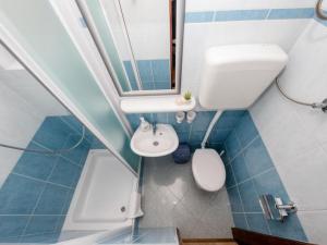 a small bathroom with a toilet and a sink at Apartments Scerbe Gordana & Miljenko Rab - Studio Apartment with Terrace 4 in Otok Rab +12 photos