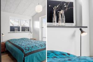 two pictures of a bedroom with a bed and a window at LF10362-Hurup-Thy-Fjordstraede-25 in Doverodde