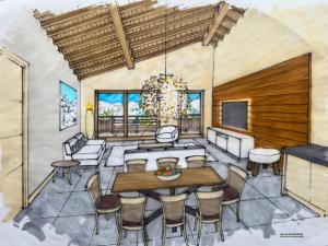 eine Darstellung eines Esszimmers mit Tisch und Stühlen in der Unterkunft Le CAIRNE Chalet Residence in La Chapelle-dʼAbondance