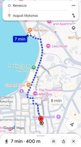 een kaart van het Lymp House Hyde Park bij August Mykonos in Mykonos-stad