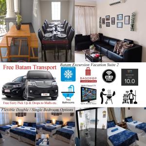 ナゴヤにあるBatamExcursion Vacation Suitesのダイニングルーム付きリビングルームの写真コラージュ