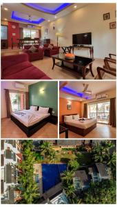 a collage of four pictures of a living room at Casa Bella - 4BHK Arpora JAQK Holidays in Arpora