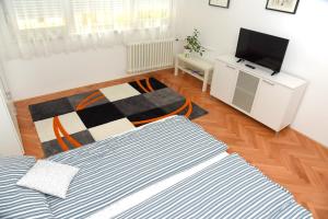 Televízia a/alebo spoločenská miestnosť v ubytovaní Apartmani Vedmar