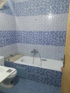 a bathroom with a bath tub and a toilet at appartement Tozeur médina in Tozeur