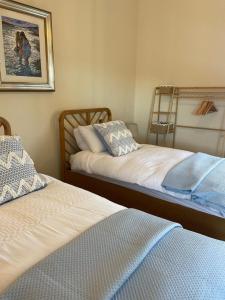 a room with two beds and a picture on the wall at High Shilford Barn in Ridingmill