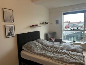 Un dormitorio con una cama y una ventana y una silla. en 37-2-4 Dæmningen, en Vejle 3 fotos más