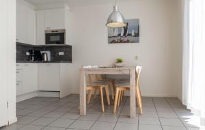 een keuken met een tafel en stoelen in een keuken bij Gorgeous Home In Woudsend With Wifi in Woudsend