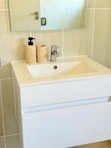 a bathroom with a white sink and a mirror at 832 Villa in Ballito