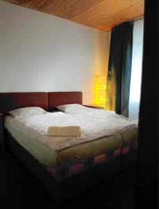 una cama grande en una habitación con ventana en Hotel & Restaurant Adolfovský Dvůr, en Adolfov