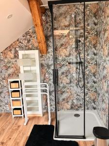 a shower in a room with a wall at Séjour paisible à Gellin in Gellin +17 photos