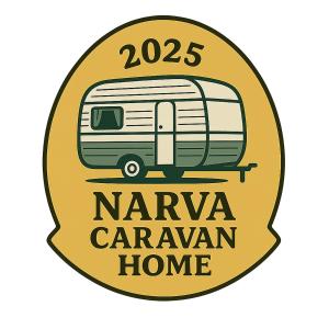 Un logotipo de RV con las palabras Navua Caravan Home en Narva Caravan Home, en Narva