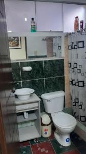 a bathroom with a toilet and a sink at Mini Apartamento acogedor in Miraflores