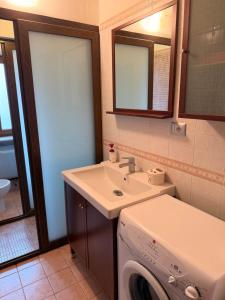 Un baño con lavabo y lavadora. en respirodabruzzo, en Villetta Barrea 14 fotos más