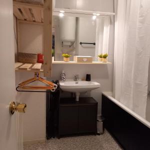 a bathroom with a sink and a mirror at Studio SAFARI in Superbagnères