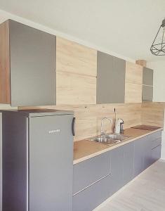 a kitchen with a sink and a refrigerator at Sveta Voda in Kriva Palanka