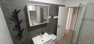 a bathroom with a sink and a mirror at AiM in Kukljica +34 photos