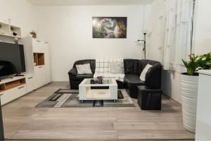 een woonkamer met een bank en een salontafel bij Villa Bistre in Radovin