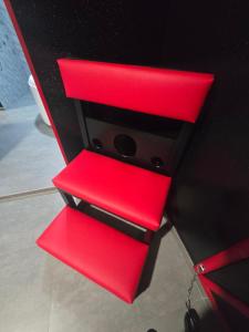 two red drawers on a black counter top at Parque erotico in Jerez de la Frontera