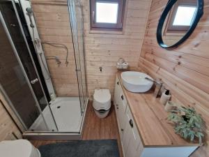 Koupelna v ubytování Panoráma Horgászház + 8 fotografií