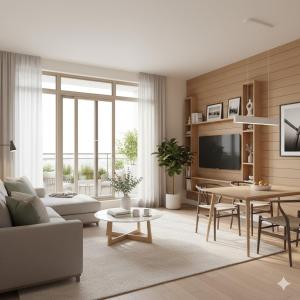 a living room with a couch and a table at Intan Vallez Apart in Jambi