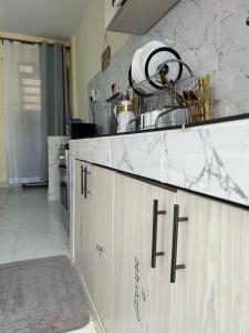 una cucina con piano di lavoro in una camera di Kamakis spaces a Ruiru