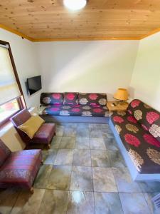 Una sala de estar con un sofá y sillas en una habitación. en Olive Yard Toroni, en Toroni