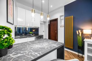 une cuisine avec un évier et un plan de travail dans l'établissement EASY RENT Apartments - Chopina 32, Centrum, 24h Check-in, à Lublin