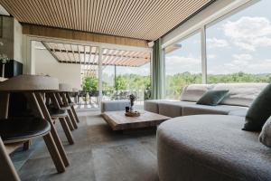 ラクタシにあるVilla Alma Novaのソファとテーブルのあるリビングルーム