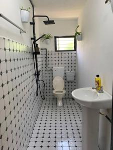 une salle de bain avec toilettes et lavabo dans l'établissement Rooma Rustic Homestay, à Kuala Kangsar