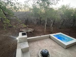 a swimming pool in the middle of a yard at Erdvarkie at Kruger, Marloth Park in Marloth Park