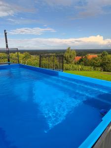 einen großen blauen Pool mit Aussicht in der Unterkunft Family House Roza in Gračec