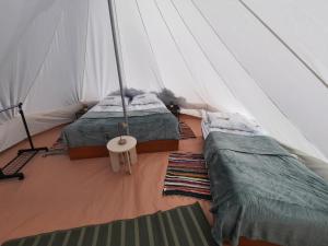 Ένα ή περισσότερα κρεβάτια σε δωμάτιο στο Kompleks wypoczynkowy, GLAMPING Róża Wiatrów