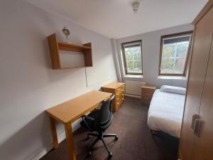 Piccola camera con scrivania e letto. di Premier Student Housing a Londra