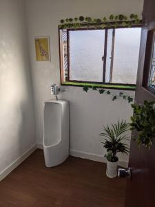 une salle de bains avec un urinoir, une fenêtre et une plante dans l'établissement OYO Ryokan Hamanako no Yado Kosai - Vacation STAY 38823v, à Kosai