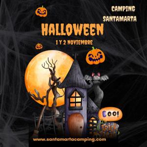 Un volante para una fiesta de Halloween con Aooky House. en Camping Santamarta, en Cullera