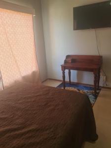 a bedroom with a bed and a desk and a television at Uptown Inn GuestHouse in Parys
