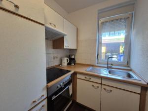 a small kitchen with a sink and a window at Mikra Homes24 in Meerane in Meerane +1 photo