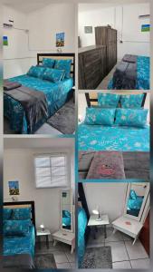 a collage of four pictures of a bedroom at Lalapanzi Accommodation in Olifantshoek