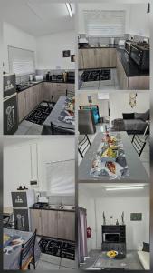 a collage of four different pictures of a kitchen at Lalapanzi Accommodation in Olifantshoek