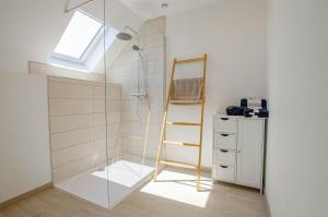 a bathroom with a ladder next to a shower at L escale champenoise in Plessis-Barbuise